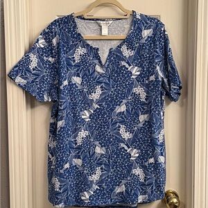 Royal Blue and White Blouse